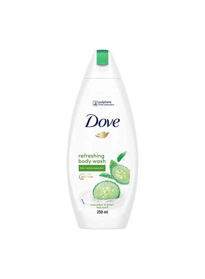 Dove Refreshing Body Wash, With Refreshing Cucumber And Green Tea Scent, Dove Exfoliating Bodywash, For All Skin Type, Smoother Skin, 250 ml - Image 3